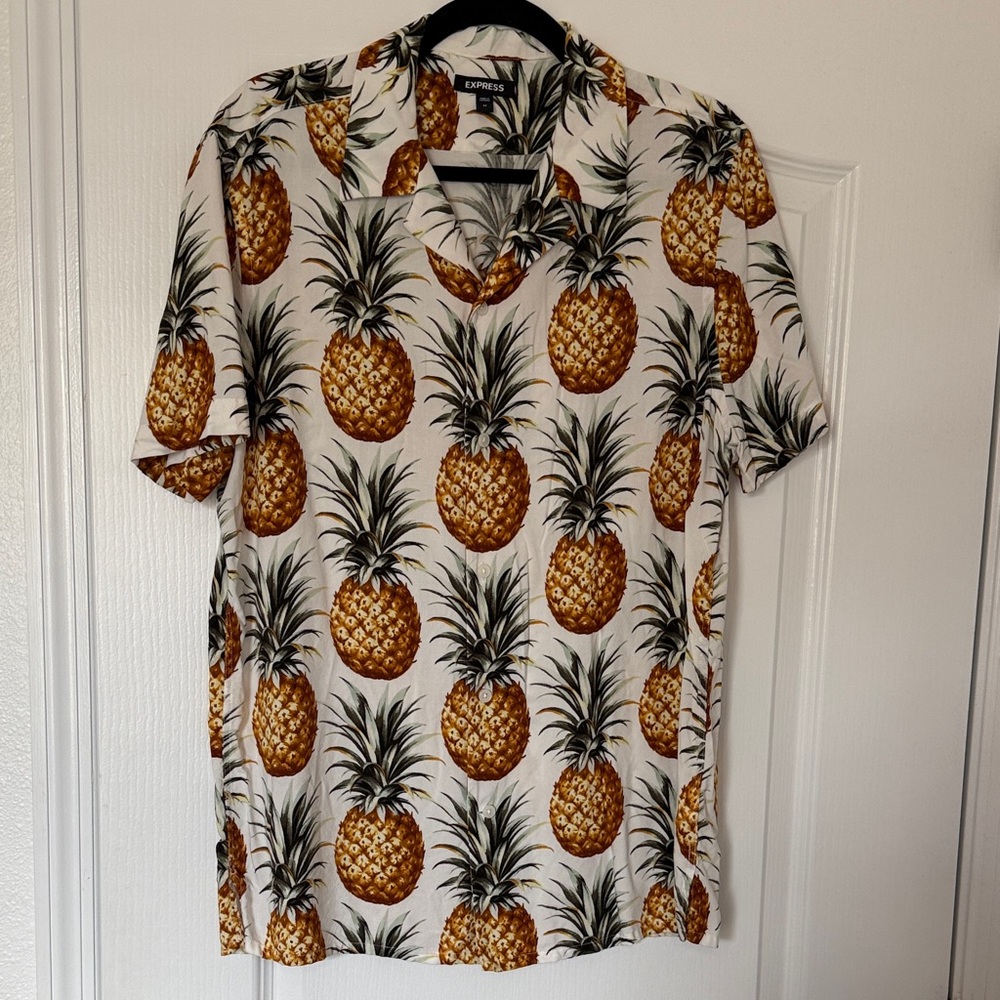 Express Hawaiian Pineapple Button Up Shirt